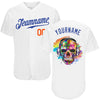 BlueJose Custom White Royal-Orange Skull Fashion Baseball Jersey