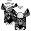 BlueJose Custom White Gray-Black 3D Skull Baseball Jersey