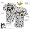 BlueJose Custom White Black-Old Gold 3D Skull Fashion Baseball Jersey