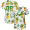 BlueJose Custom White Kelly Green-Gold 3D Pattern Design Pineapples Authentic Baseball Jersey